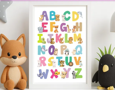 Alphabet Poster | Classroom Decor | ABC Nursery Wall Art Kids ;

This printable ABC Alphabet Poster is designed to help young children learn letters through friendly animal illustrations.
Each letter is paired with a clear, recognizable animal, making the alphabet easy to remember and fun to explore.

The poster is delivered as a high-resolution digital file for instant download.

✦Perfect For:
• Early learners & preschool kids
• Montessori-inspired learning spaces
• Nursery and classroom wall decor
• Educational gifts for young children
• Toddler room decoration
• Playroom art
• Storybook-themed rooms
• Baby shower gifts
• Printable wall art collections
• A unique gift for little music and nature lovers

✦ PRODUCT DETAILS
• 1 High-Quality PDF File
• Dimensions: 50 × 70 cm (≈ 19.7 × 27.6 inches)
• 300 DPI Resolution – Crisp and detailed at any size
• Can be printed by a professional print shop

✦ PRINTING RECOMMENDATIONS
• Use thick matte paper or premium fine
