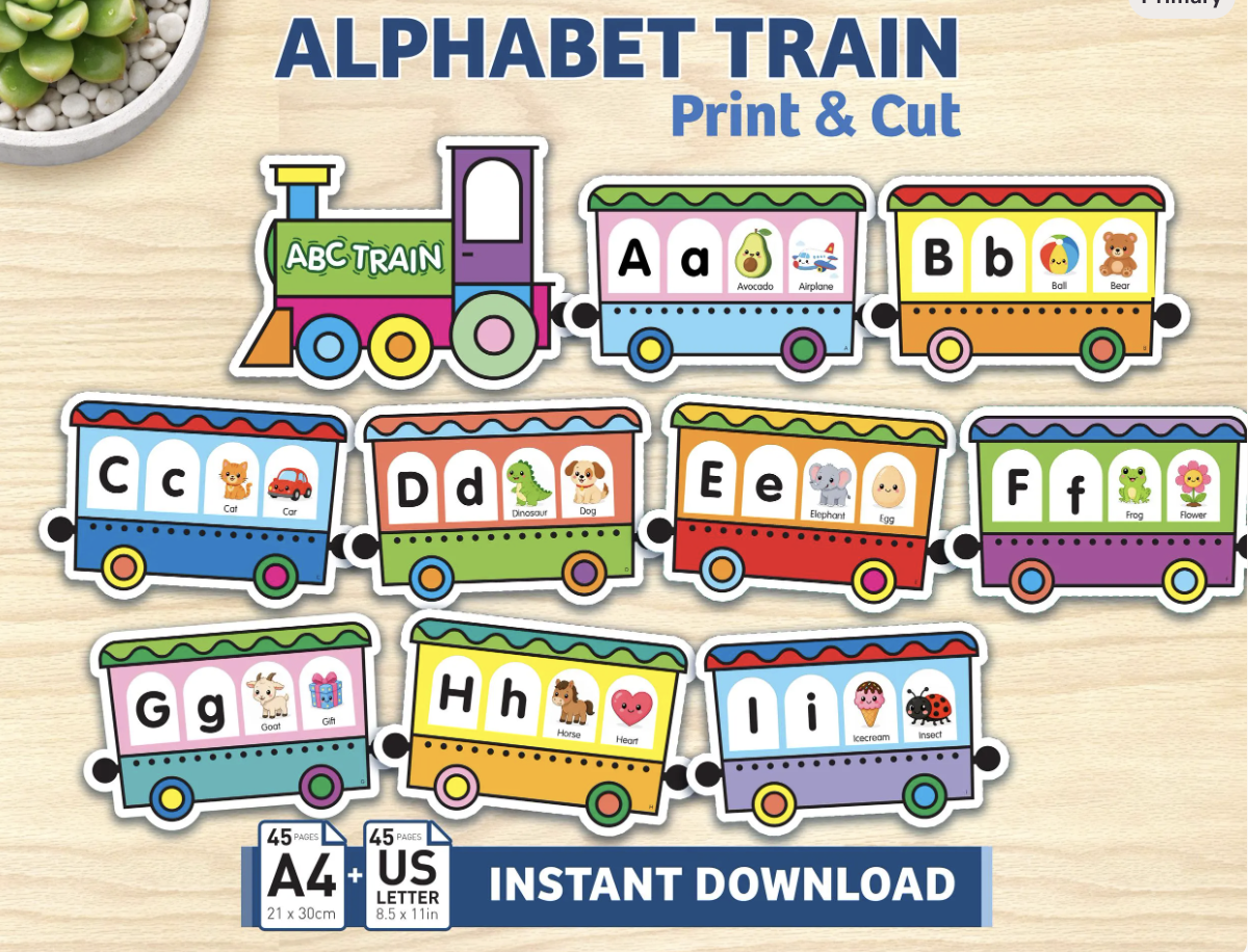 ABC Train, Alphabet Matching Activity, Classroom Decor. Back to School activity