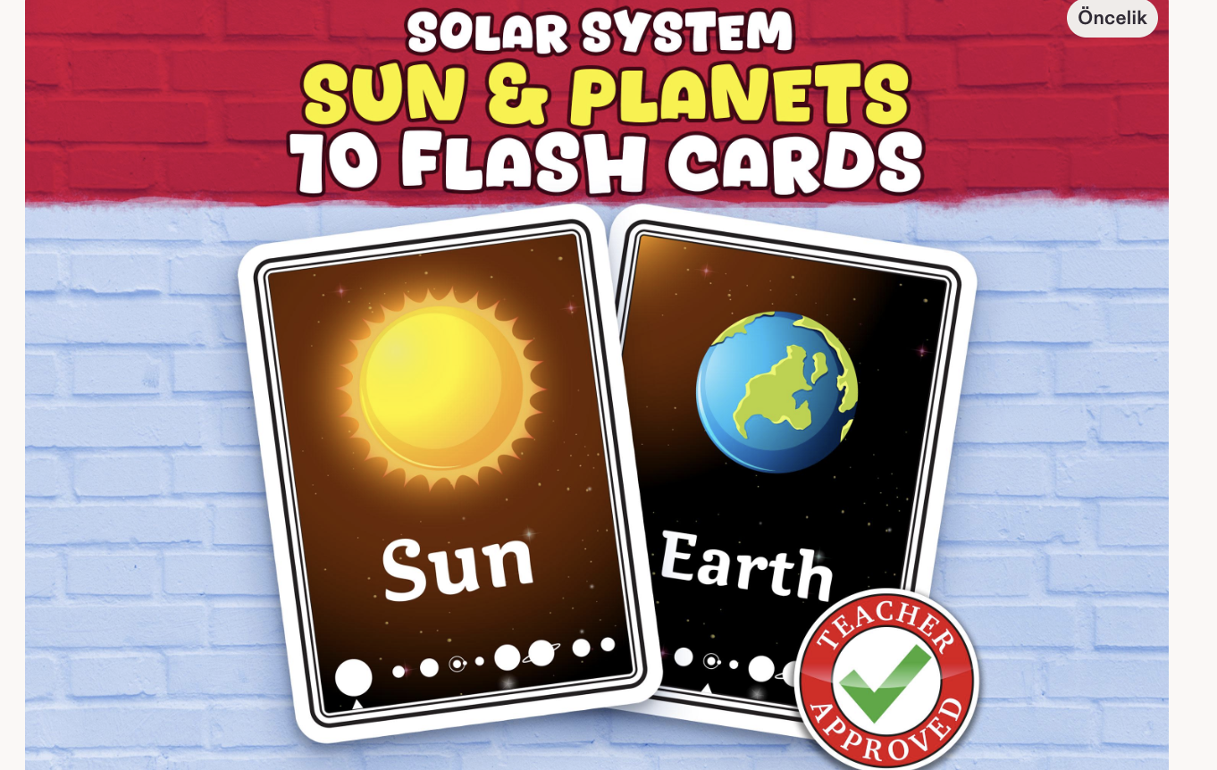 Solar System Flash Cards;

✅ Each product is carefully reviewed and APPROVED by a TEACHER with 25 years of experience, ensuring high-quality and educational value for your child.

Introduce your little astronomers to the wonders of space with our beautifully designed solar system flashcards. Each card features a planet, the Sun, and the Moon, making learning about our cosmic neighborhood both fun and educational!

Product Details:

Instant Download: Get immediate access to your flashcards upon purchase—no waiting!
High-Quality Designs: Each card is crafted with vibrant colors and engaging illustrations that capture the imagination.
Easy to Print: Simply download and print at home, or take them to your favorite print shop for high-quality copies.
Perfect for Learning: Ideal for parents, teachers, and homeschooling families looking to enhance their science curriculum.

Why You'll Love Them:

Help children learn about the solar system in a fun and interactive way.
Great fo