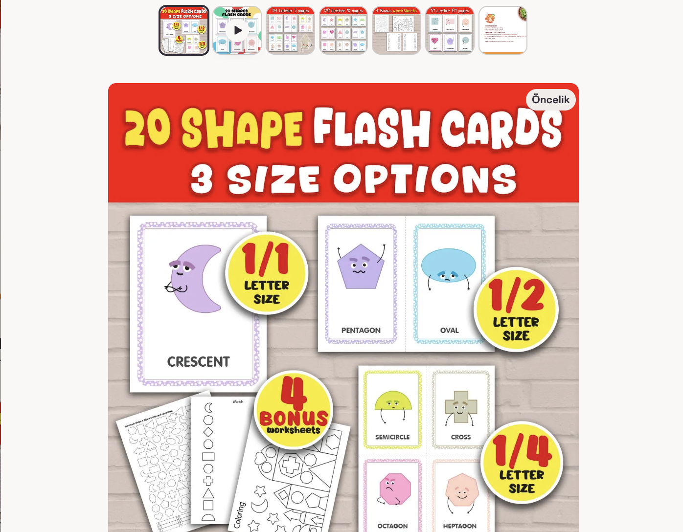 20 Montessori Colorful Shapes Flash Cards for Preschool - Kindergarten
----------
Make learning shapes fun and engaging with these unique geometric flashcards designed for preschool children! Featuring 20 colorful shapes, each one has its own quirky personality with expressive faces like a serious square, a curious rectangle, a shy heart, and a happy triangle.
----------
These flashcards come in 3 different sizes, so you can print them in the format that works best for your space – whether it's 1/1 letter size, 1/2, or 1/4.
----------
As a bonus, you'll receive 4 additional activity sheets, including 2 coloring pages and 2 matching games, to further enhance your child's learning experience. Perfect for early childhood development, these cards not only teach shapes but also introduce basic emotions and expressions, making them a fun and interactive tool for your little one’s education!
This 20 flash cards can also be a beautiful and useful present for baby shower. These 20 shapes