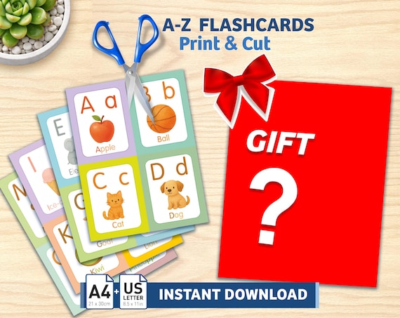 ABC Montessori Flash Cards for Kids. Make alphabet learning joyful, practical, and reliable with our Printable ABC Flashcards! This set of 26 cards features colorful, soft, and child-friendly illustrations—A for Apple, B for Ball, and so on—designed to capture children’s attention and make learning letters fun.

Every flashcard in this bundle has been carefully created by a professional illustrator and reviewed and approved by an elementary school teacher with over 25 years of classroom experience. This ensures that the content is not only visually engaging but also educationally effective and age-appropriate.

For a limited time, this set also includes a BONUS Alphabet Poster!
You can download the high-quality PDF and print it in any size you prefer.

You’ll receive 4 instant-download PDF files for maximum flexibility:
✅ Letter size (U.S. standard copy paper) – perfect for American customers.
✅ A4 size (international standard copy paper) – ideal for customers outside the U.S.
✅ Single